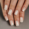 Short Square Solid Color Pearl White Soft Gel Press Ons