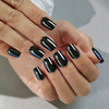 Short Square Solid Color Chrome Black Soft Gel Press Ons