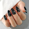 Almond Medium Solid Color Chrome Black Soft Gel Press Ons