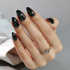 Almond Medium Solid Color Chrome Black Soft Gel Press Ons
